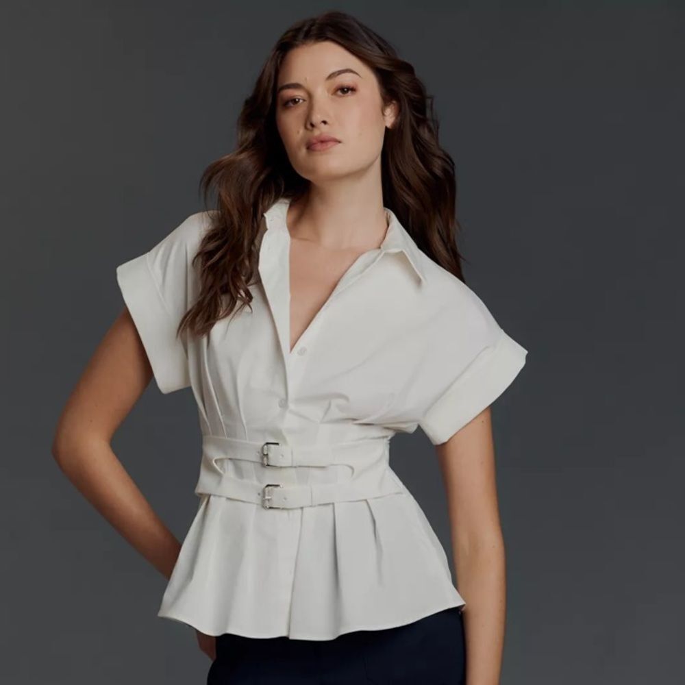 Anthropologie The Tobie Pleated Blouse by Exquise: Double-Buckle Edition - Picture 2 of 8